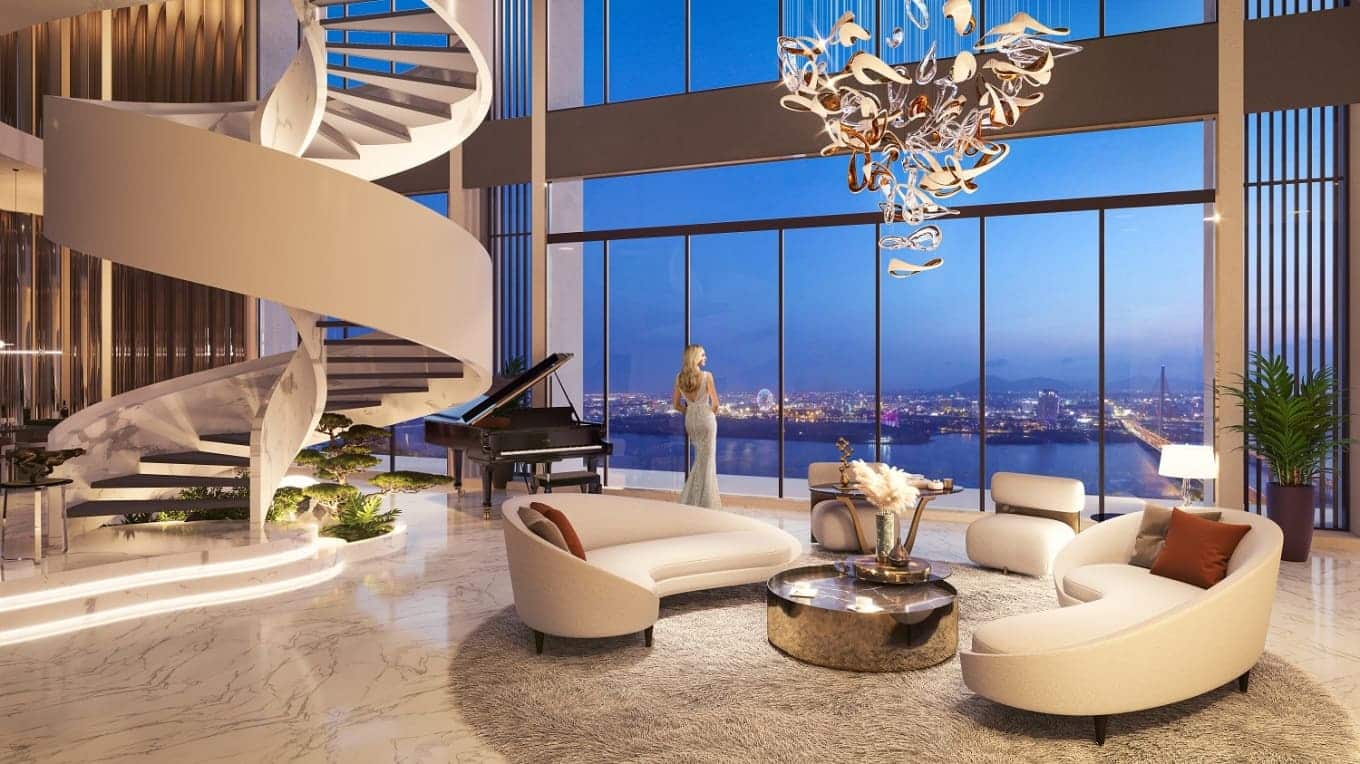 Không gian của căn hộ đặc biệt tại Sun Cosmo Residence Da Nang.