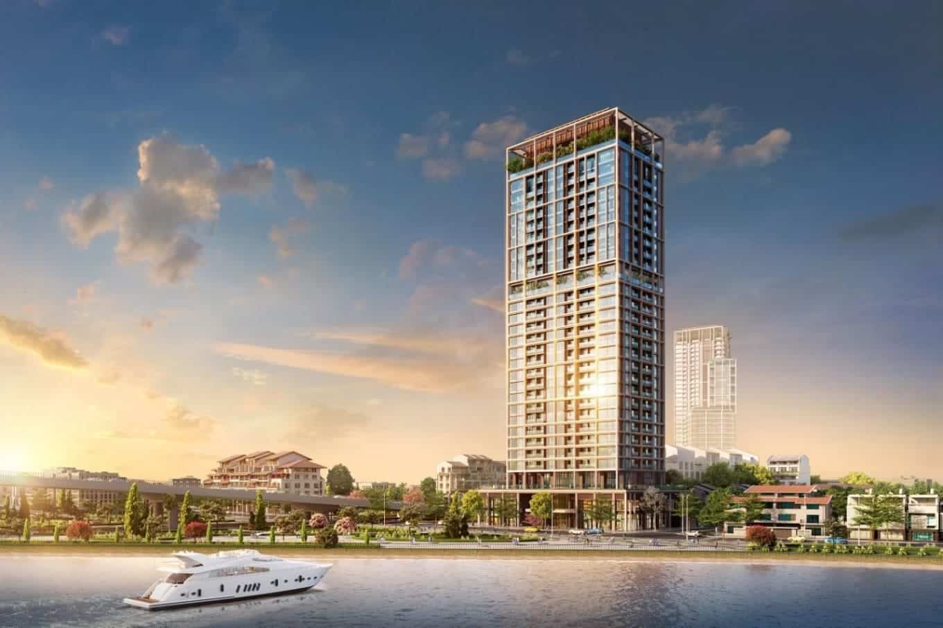 Tòa tháp Panoma 2 sở hữu tầm nhìn panorama với 3 mặt hướng sông Hàn, một mặt hướng biển Mỹ Khê.