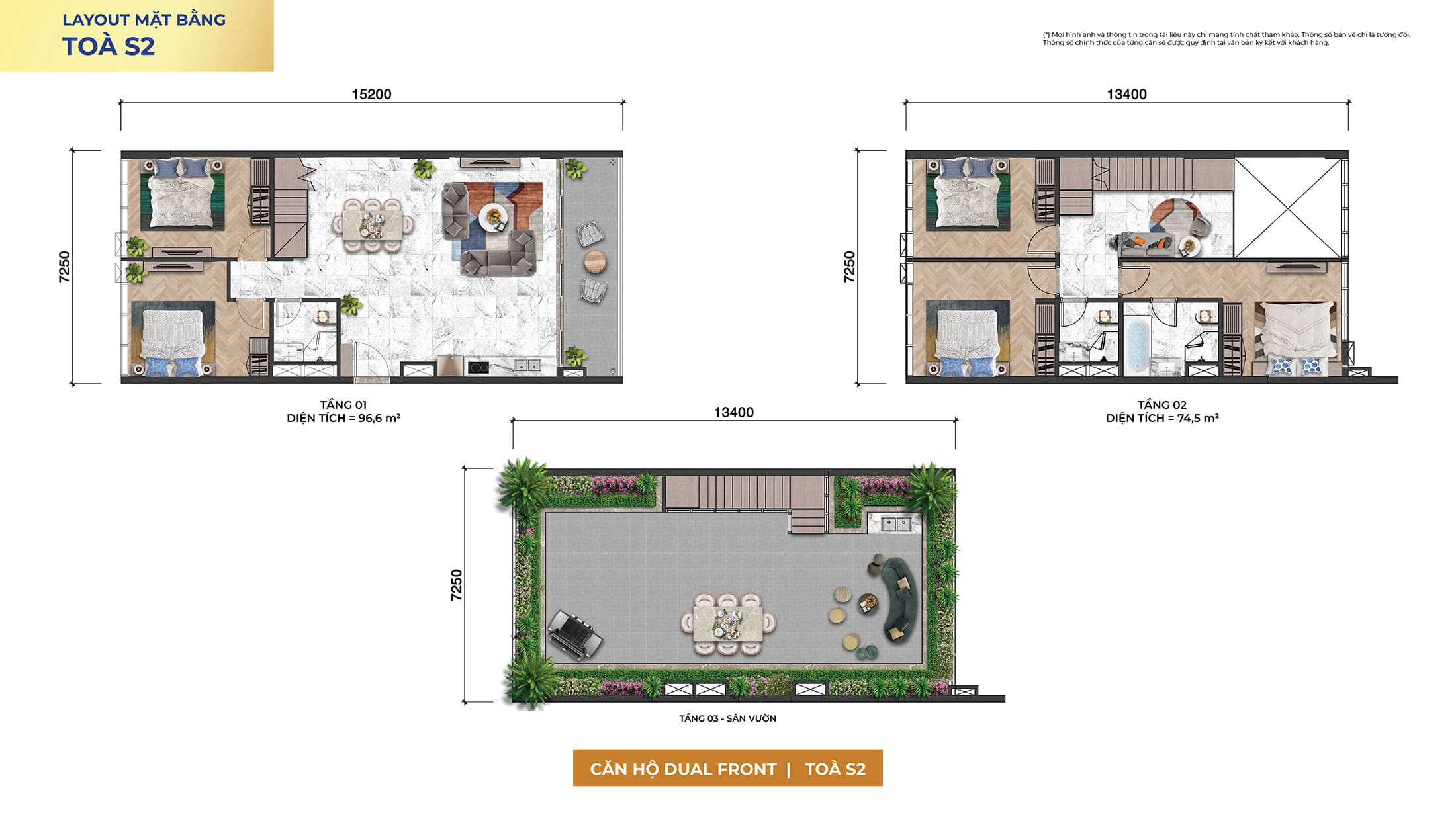 Layout thiết kế căn hộ Dual Font Tòa S2 phân khu The Symphony dự án Sun Symphony Residence Đà Nẵng.