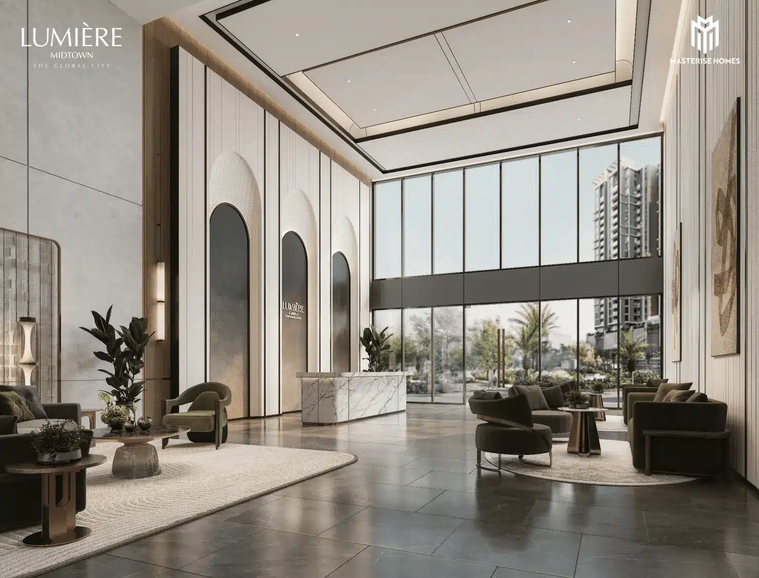 Không gian sống đẳng cấp tại LUMIÈRE Midtown với thiết kế mở, ngập tràn ánh sáng tự nhiên.