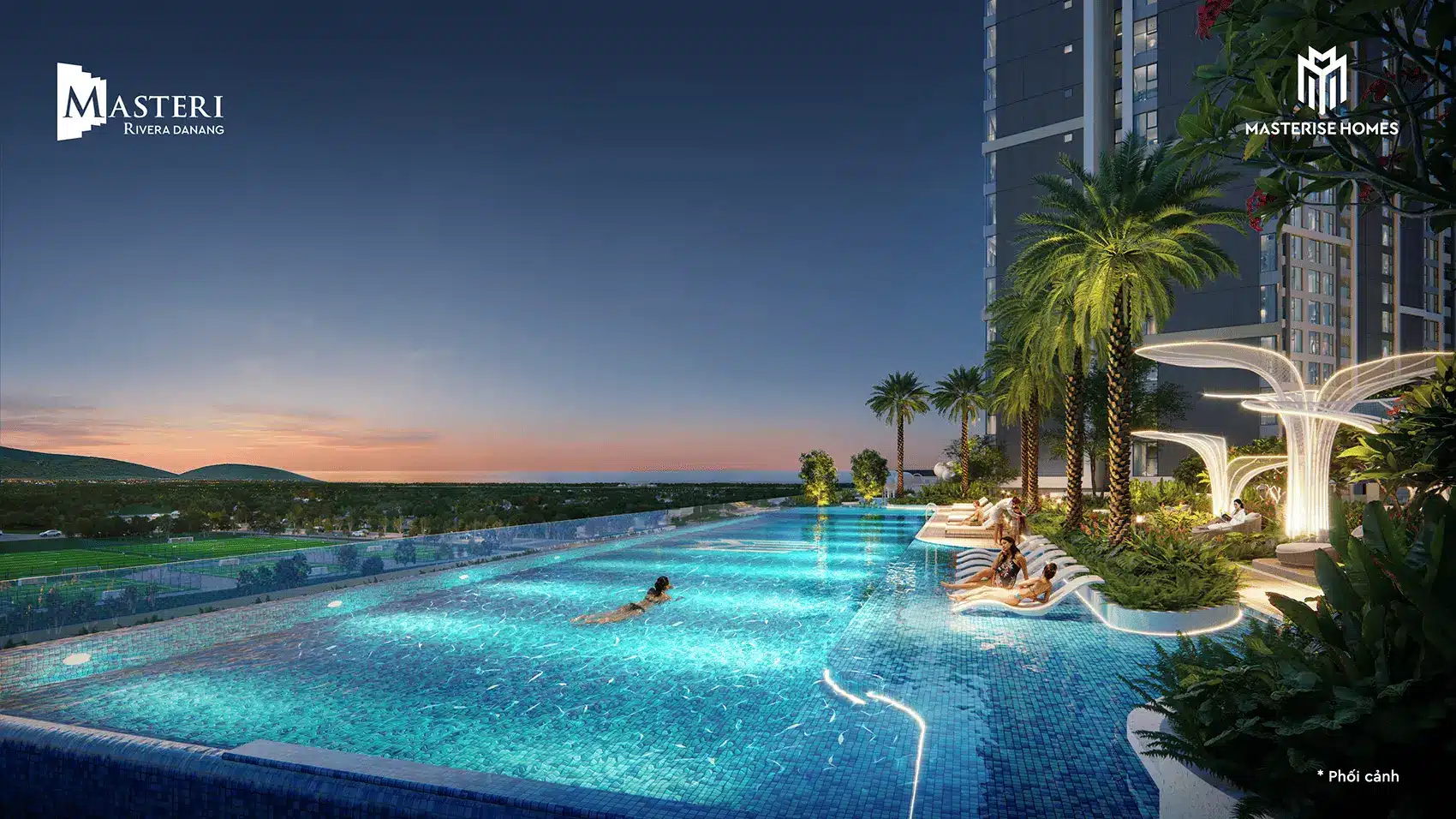 Không gian thư giãn tuyệt vời tại bể bơi resort Masteri Rivera Đà Nẵng, kết nối thiên nhiên với cuộc sống hiện đại.