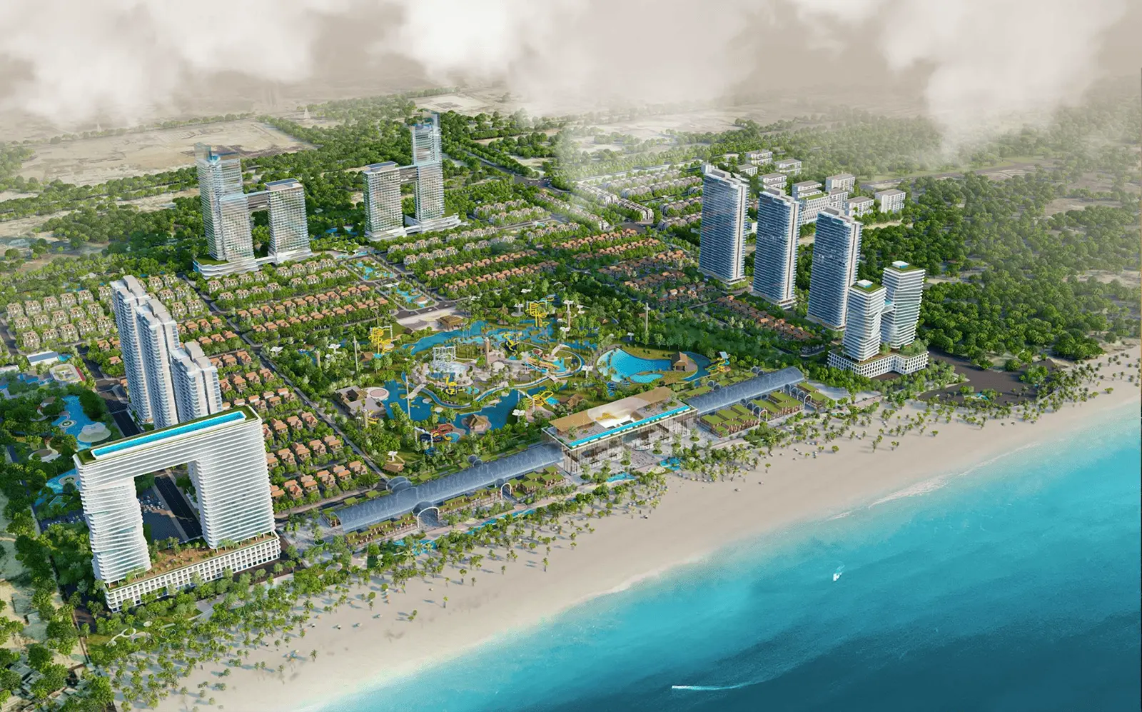 Phối cảnh dự án Sun Group Vũng Tàu với quy hoạch hiện đại và vị trí đắc địa bên bờ biển.